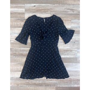 Free People All Yours Black Polka Dot Tie Front Dress Size 2